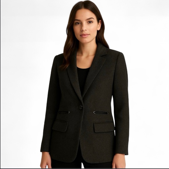 WHITE HOUSE BLACK MARKET Jacket Herringbone Knit Gray Blazer Women’s Size Small - Picture 1 of 10
